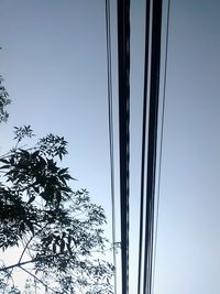 Low angle view of trees against clear blue sky