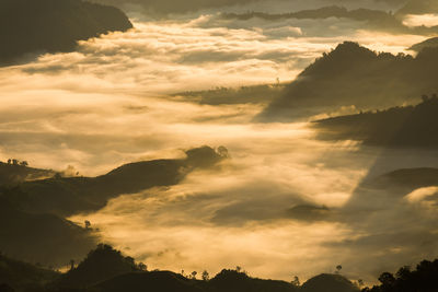 Low angle view of dramatic sky during sunset