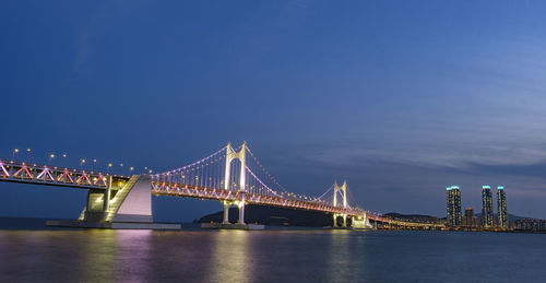 Panorama view of busan gwangandaegyo bridge  at haeundae beach in busan korea.