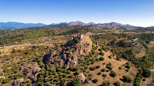 Scenic view of mountains against clear sky