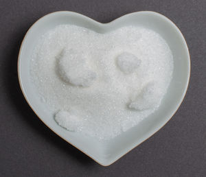 High angle view of heart shape on plate