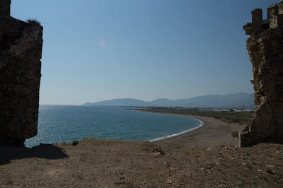 Scenic view of sea against clear sky