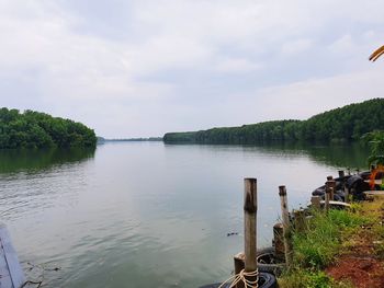 Scenic view of lake against sky