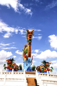 Low angle view of statue against sky