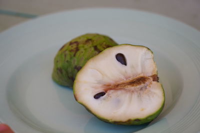High angle view of fruit in plate