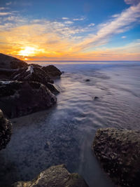 Scenic view of sea against sky during sunset