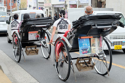 Bicycles on street in city