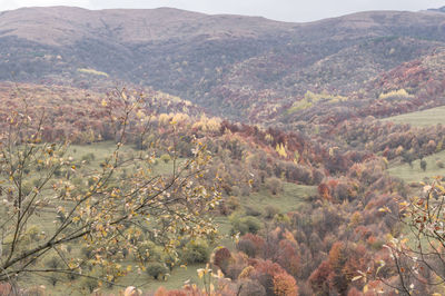 High angle view of landscape and mountains