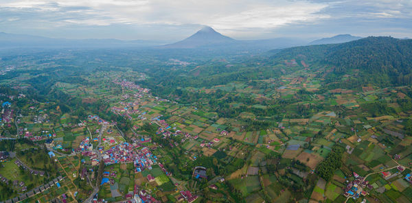High angle view of townscape against sky