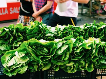 Midsection of vegetables for sale at market stall