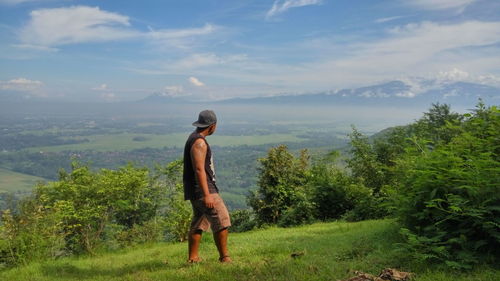 Standing on altitude with clear sky