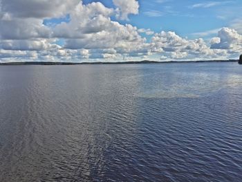 Scenic shot of calm sea against cloudy sky