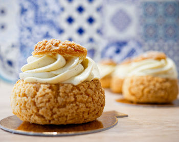 Close-up of cupcakes on table