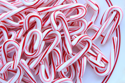High angle view of candy canes