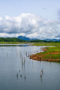 Scenic view of lake against sky