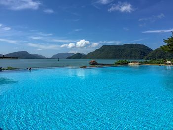 View of swimming pool in sea