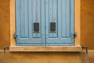 Closed door of building