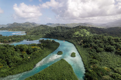 High angle view of landscape against sky