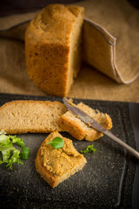 Close-up of bread on table
