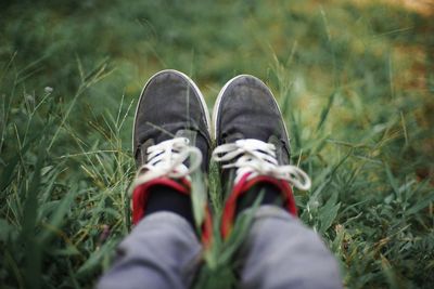 Low section of person on field