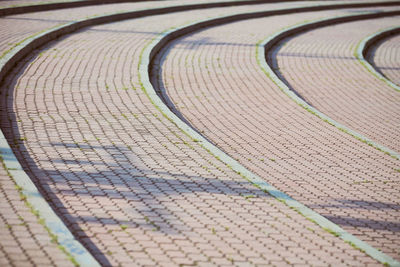 High angle view of cobblestone street