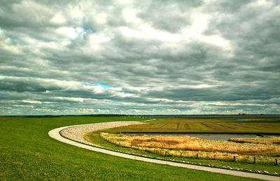 Scenic view of landscape against cloudy sky