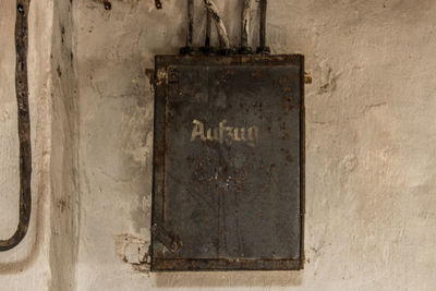 Fuse box on wall in factory