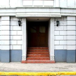 Closed door of building