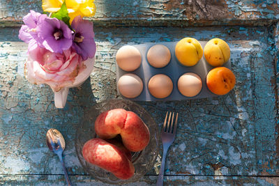 High angle view of food on table