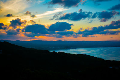 Scenic view of sea against dramatic sky