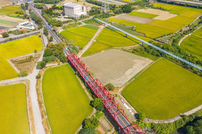 High angle view of agricultural field