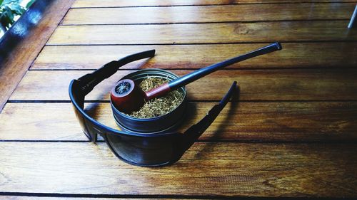 High angle view of sunglasses on table