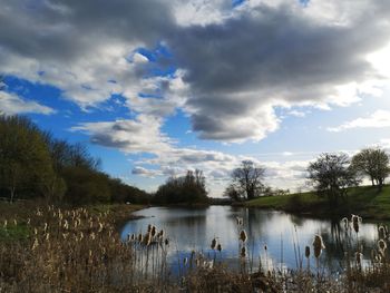 Scenic view of lake against sky