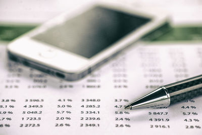 Close-up of computer keyboard on table