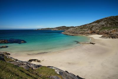 Scenic view of sea against clear sky