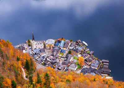 High angle view of buildings in city