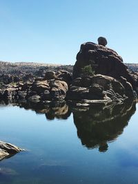 Scenic view of landscape against clear blue sky