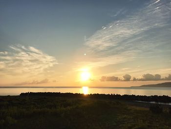 Scenic view of sunset over sea