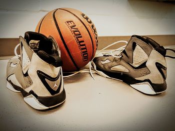 High angle view of shoes on table