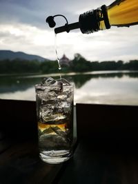 Close-up of drink in glass on table