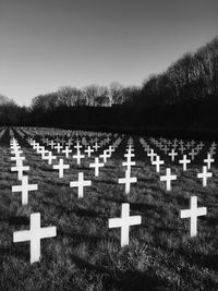 View of cemetery against clear sky