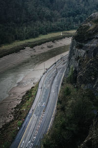 High angle view of highway on road