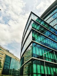 Low angle view of modern building against sky