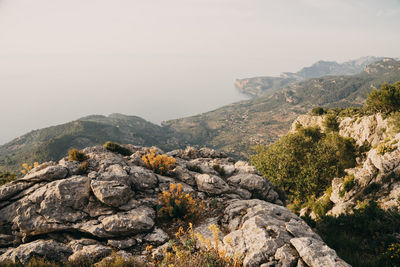 Scenic view of mountains against sky