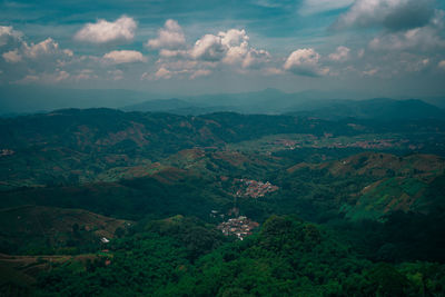 High angle view of townscape against sky