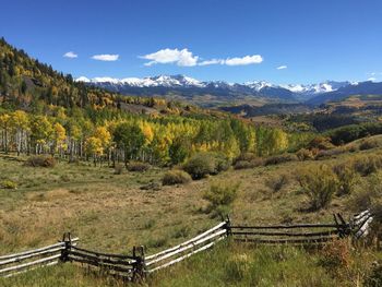 Scenic view of tree mountains against sky