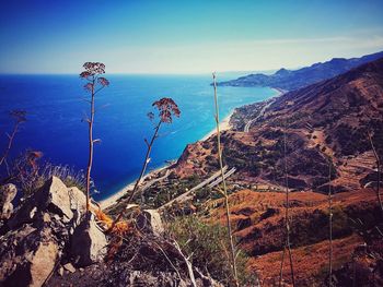 Scenic view of sea against sky from taormina 