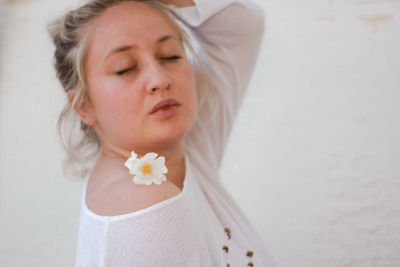 Close-up portrait of a beautiful young woman