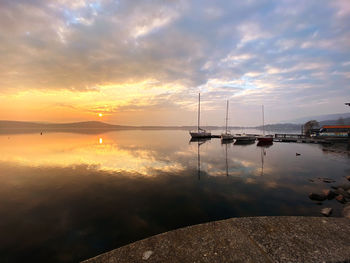 Scenic view of sea against sky during sunset