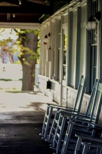 Empty benches in the dark